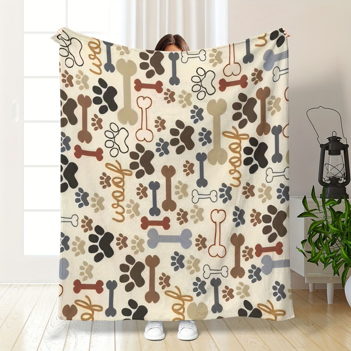 1pc Dog Paw And Bone Fleece Bl - огляд і ціна Outdoor Camping Dog Bed