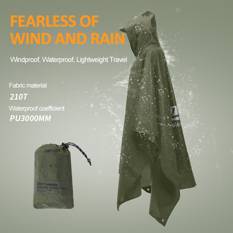 3 In 1 Outdoor Raincoat Hooded - огляд і ціна Camping Rain Poncho