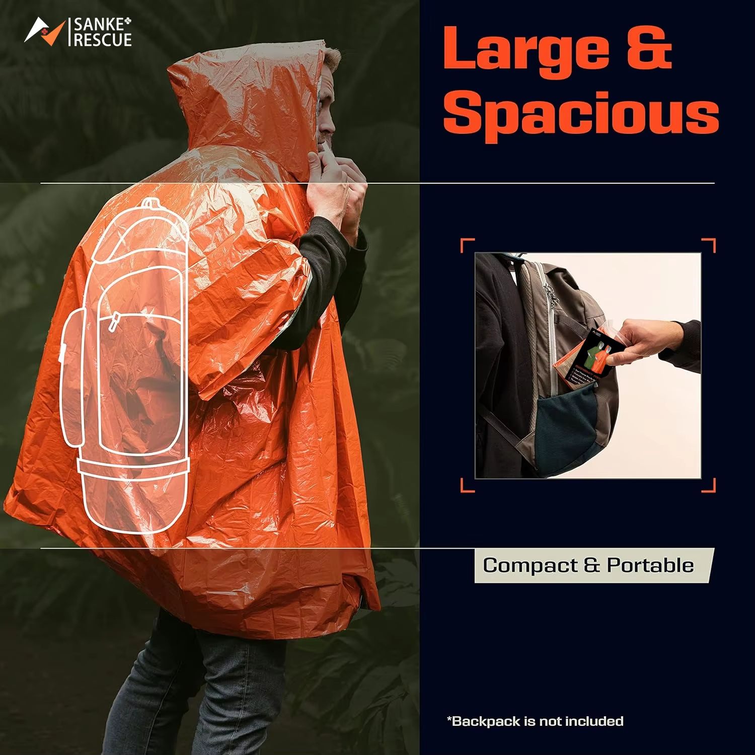Emergency Rain Poncho Thermal  - огляд і ціна Camping Rain Poncho
